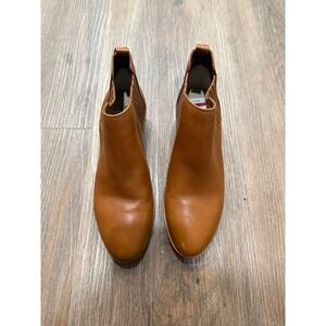 Michael Kors‎ Womens Leather Ankle Boots Tan Brown Chelsea Shaw flat bootie